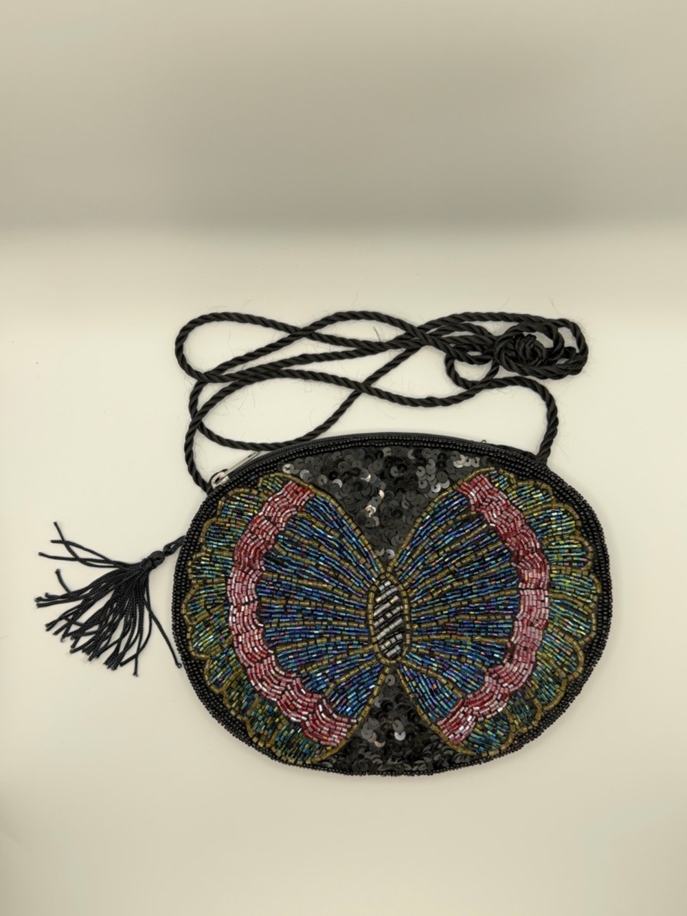 Ecoté Beaded Butterfly Crossbody Bag Sequin Boho Festival